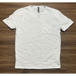 Vuori The Rise Tee Pima Cotton Pocket Athletic (V182) White T-Shirt Men Sz L